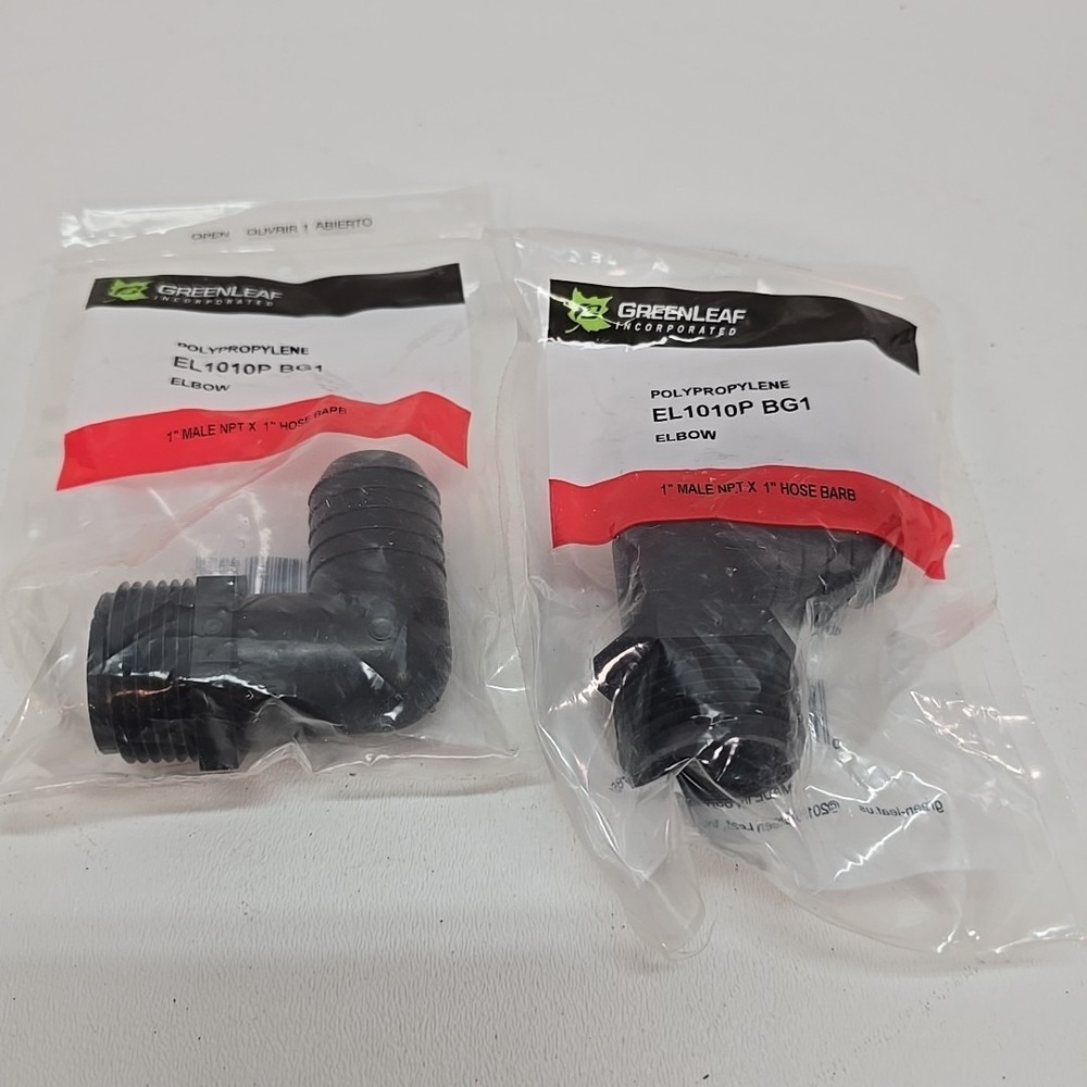 GreenLeaf EL1010P Elbow: Male Taper Pipi 1" NPT‎ x 1" Hose Barb Lot Of 2